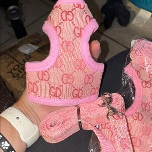 Gucci Pink Pet Harness and Leash Set